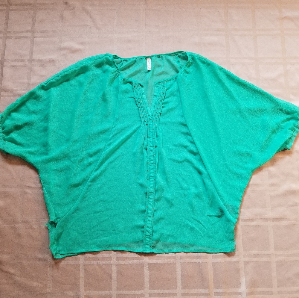 🍁🌺Nevada sheer flowy style top in green